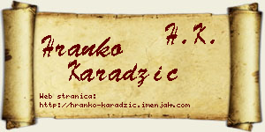 Hranko Karadžić vizit kartica